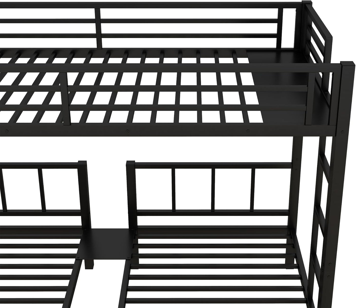 Triple Bunk Bed For Kids Metal Twin Over Twin Black