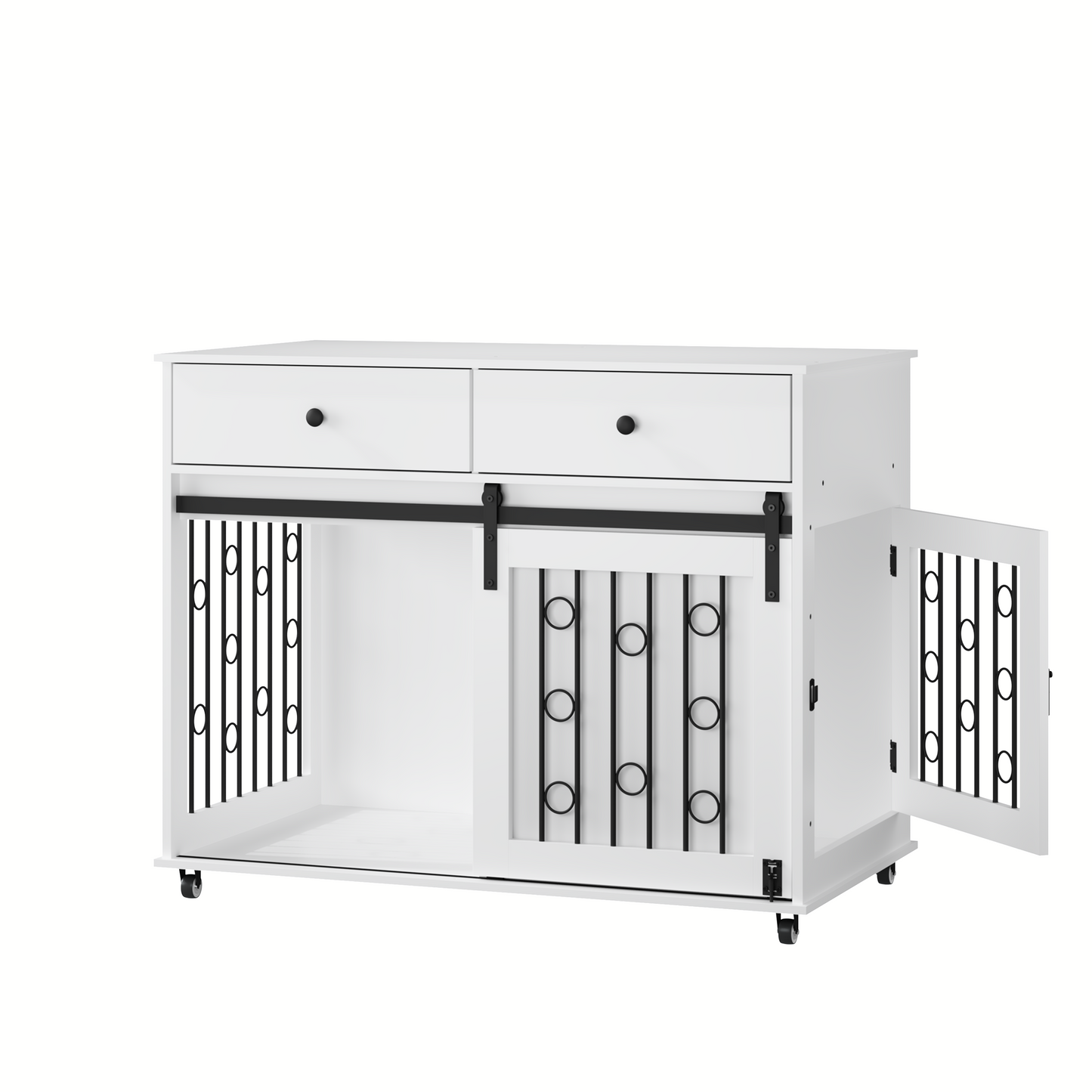Elegant Modern Wooden Dog Crate with Storage