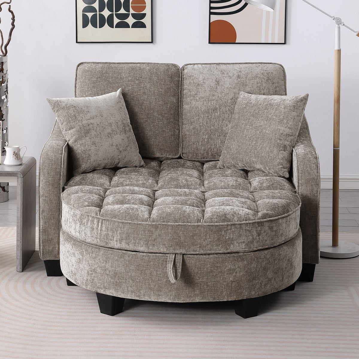 Two-Seater Sofa with Storage Footrest