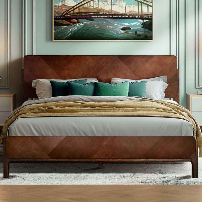 Rorns Bifrost Platform Bed Frame With Headboard for Modern Bedrooms