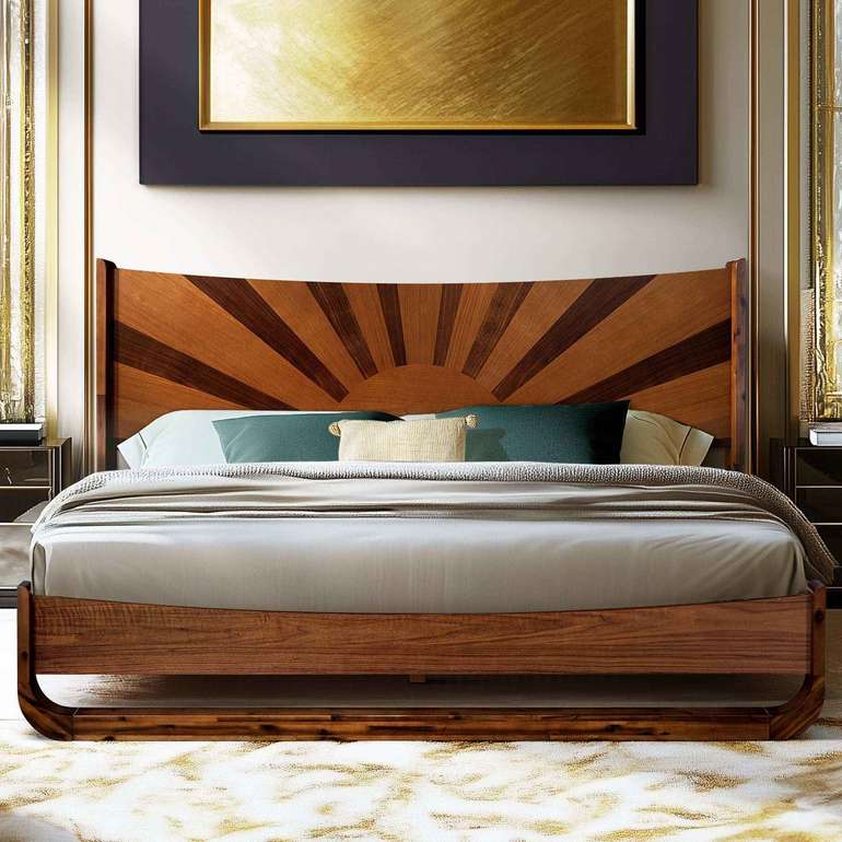 Rorns Sunset Platform Bed Frame With Headboard for Ultimate Bedroom Style