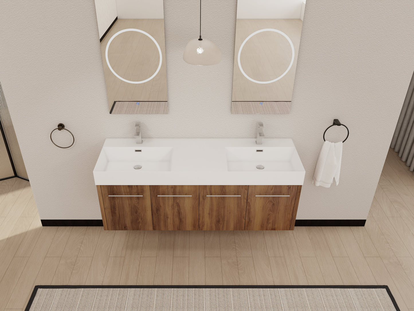 60 Inch Wall-Mounted Bathroom Vanity with Sink