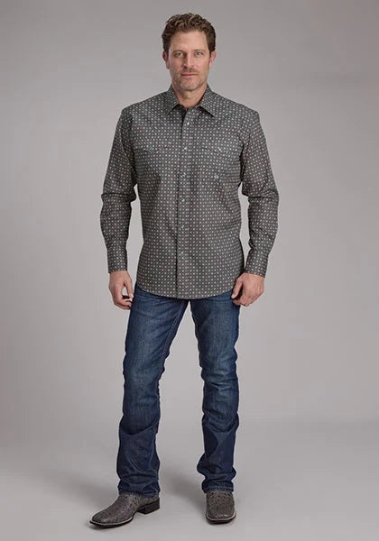Roper 2243 Garnet Foulard (Grey) - Men's Western Shirt