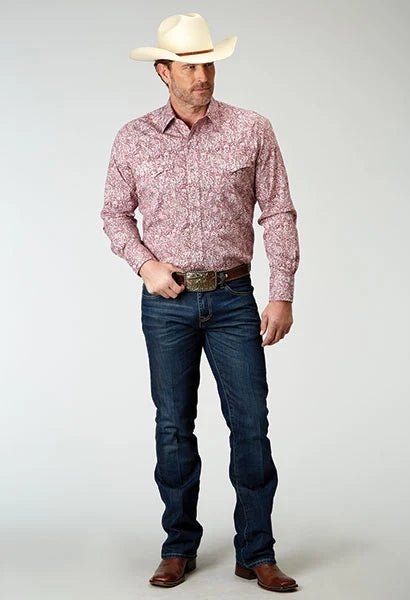 Roper 1944 Stretch Paisley (Red) - Men's Western Shirt