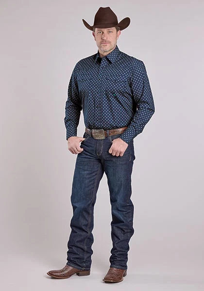 Roper 2584 Pinwheel Foulard (Blue) - Men's Western Shirt