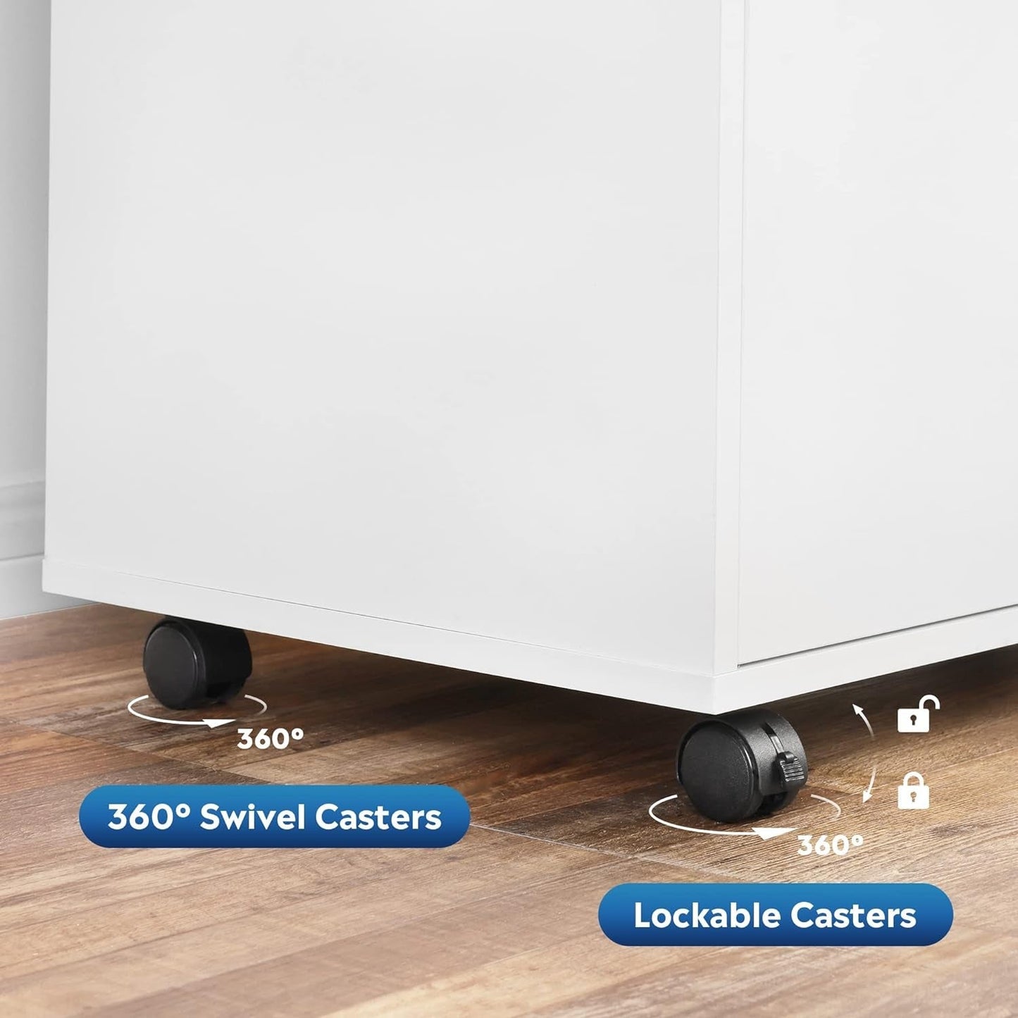 Three Drawer File Cabinet With Printer Stand Locking Wheels