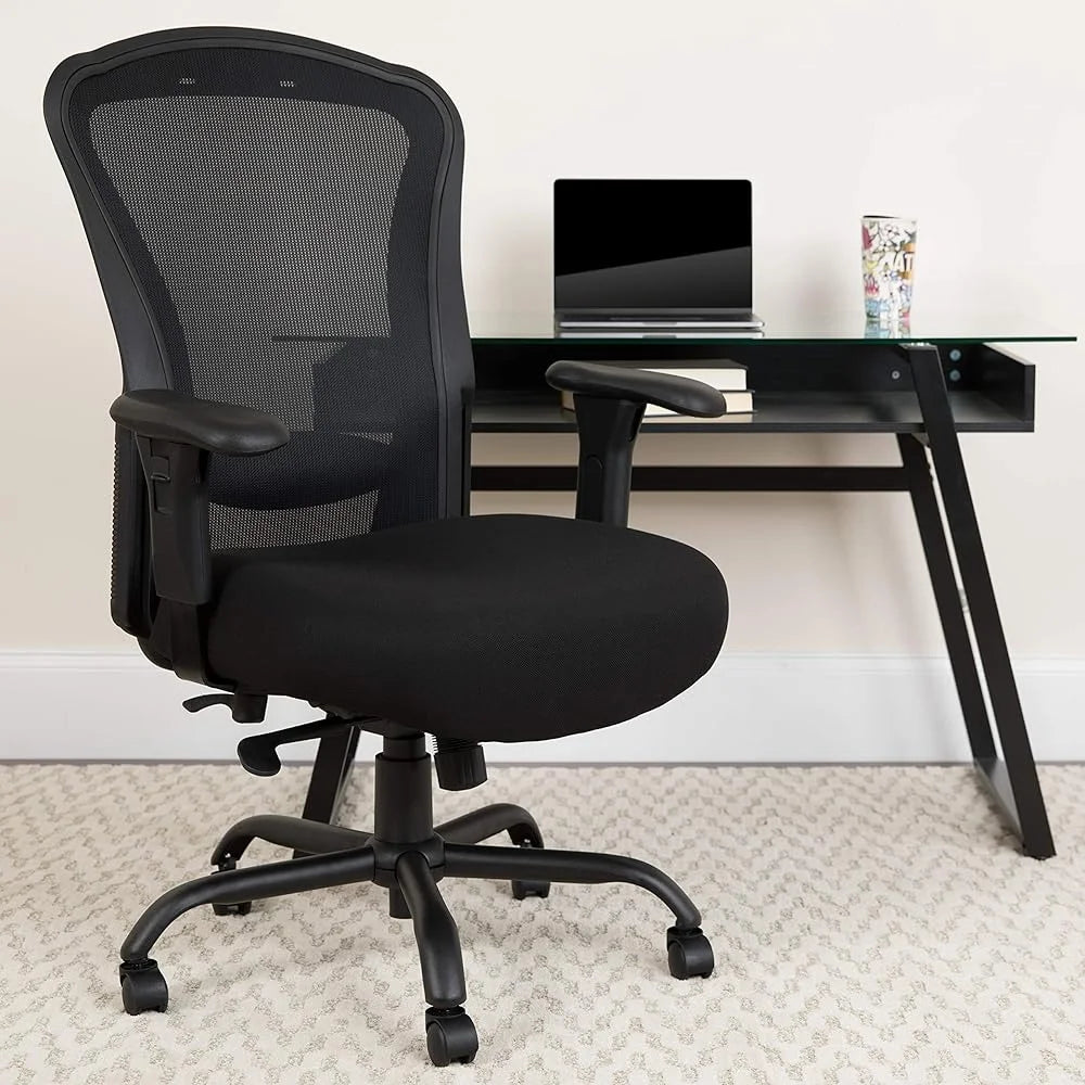Big and Tall Ergonomic Office Chair 24/7 Heavy Duty Mesh High Back Synchro-Tilt Adjustable Lumbar Armrests 400 Lb Capacity