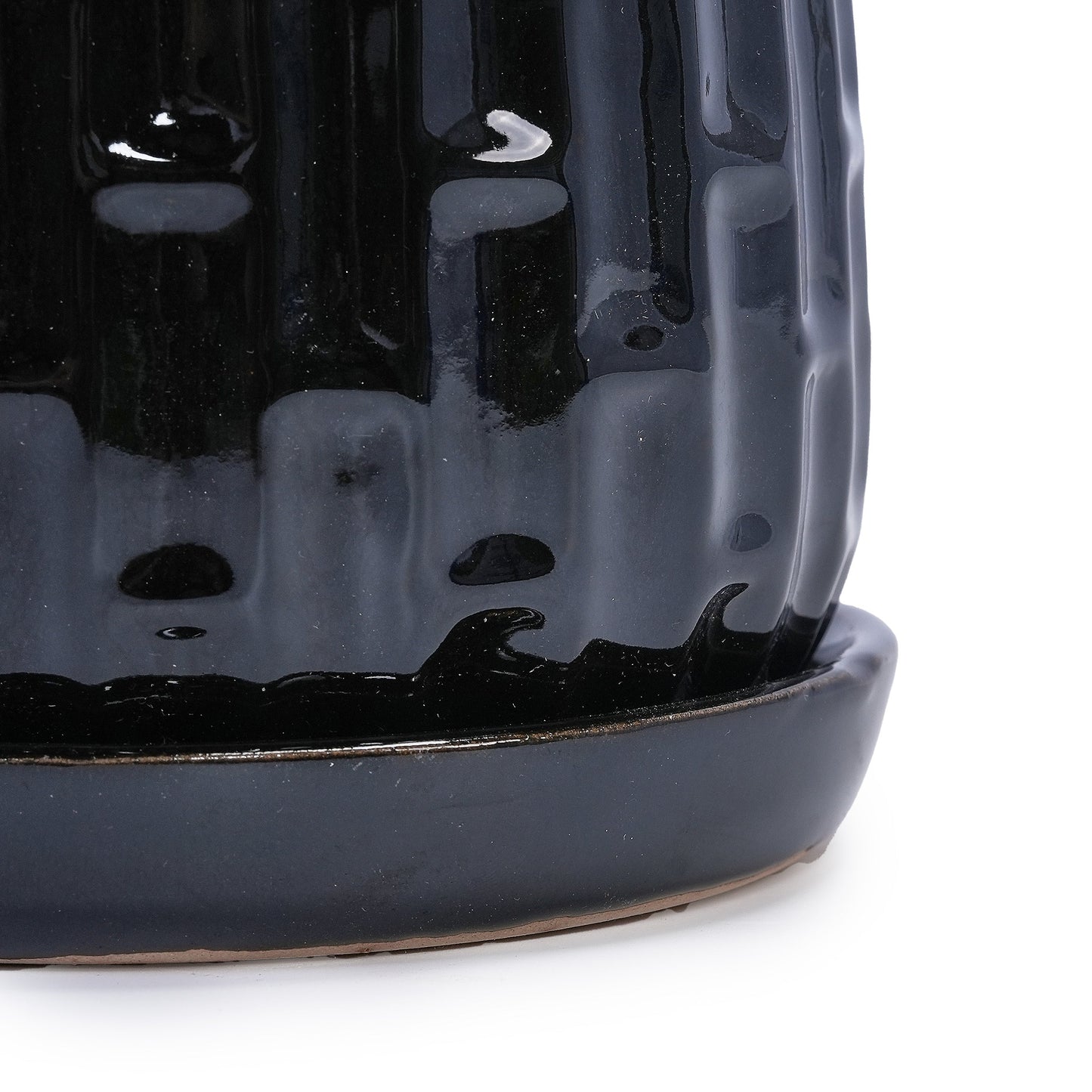 Set of 2 Ceramic Flowerpot, 7' Modern Planter for Patio, Garden, Windowsill - Black