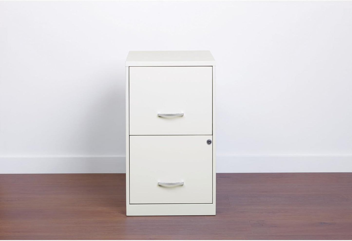2-Drawer File Cabinet White 14.2 X 18 X 24.5 Inches Locking Drawers Steel Enamel