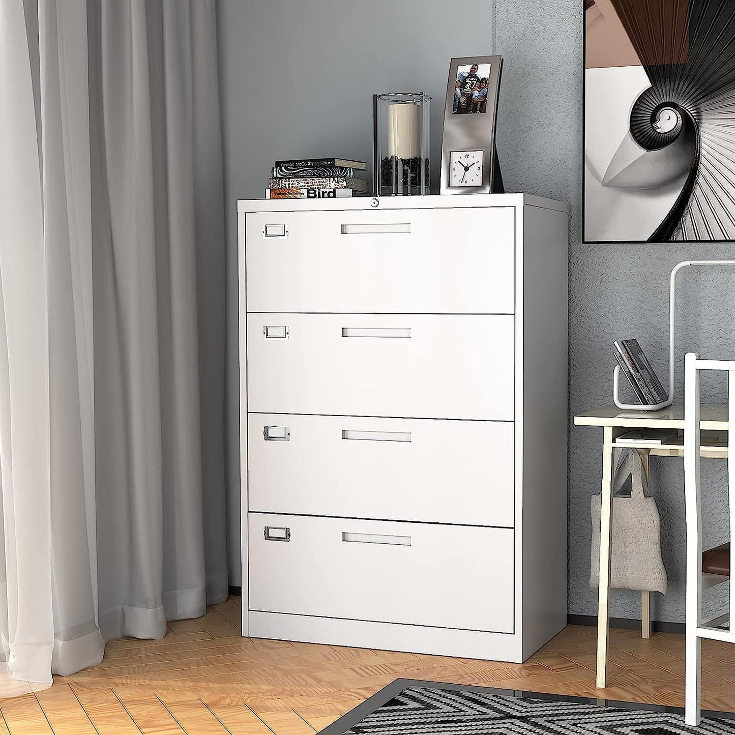 Lockable 4 Drawer Metal File Cabinet For Home Office