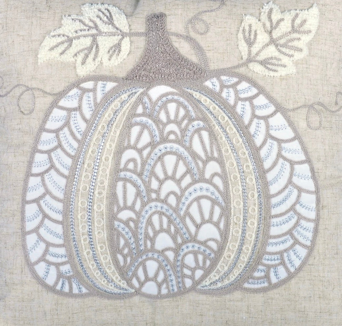 Lace Embroidered Pumpkin Throw Pillow