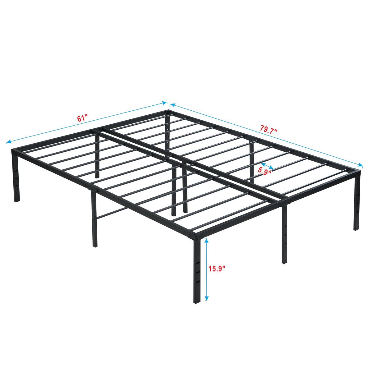 Queen Size Bed Frame - Heavy Duty Metal Construction