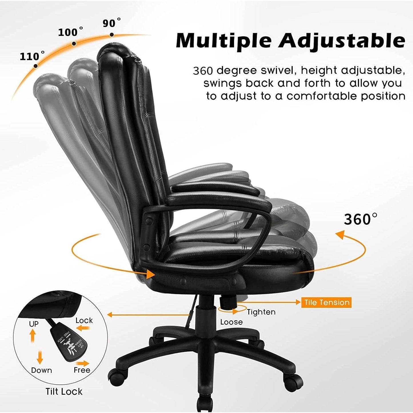 Ergonomic Executive Chair Lumbar Support Height Adjustable