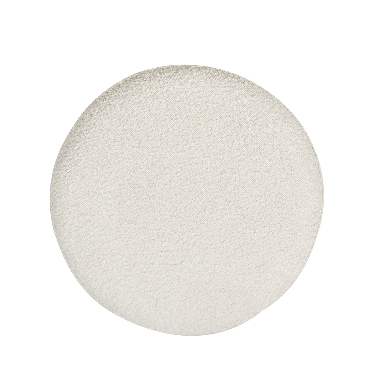 Fuji 19" Oversized Round Storage Ottoman, Ivory White Boucle