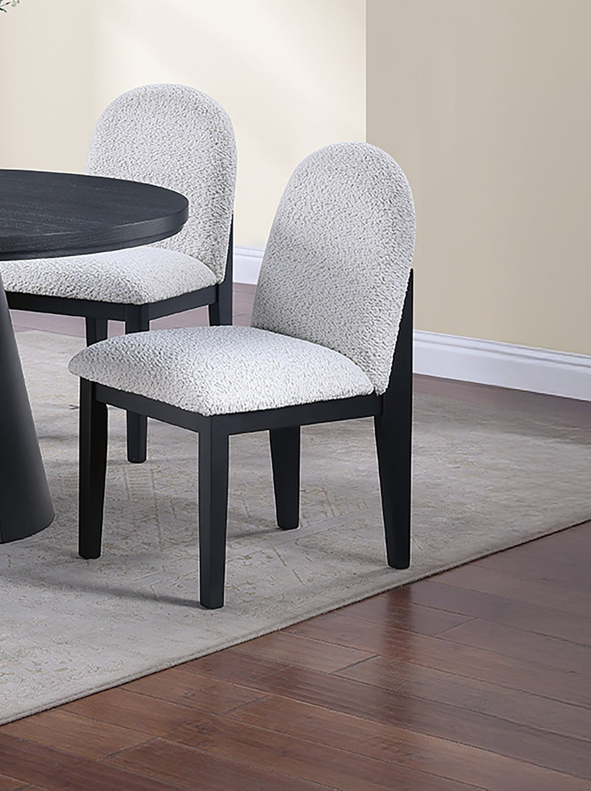 White Fabric Soft Cozy Texture 2pc Dining Chairs Upholstered Seat Back Ergonomic Support Side Chair