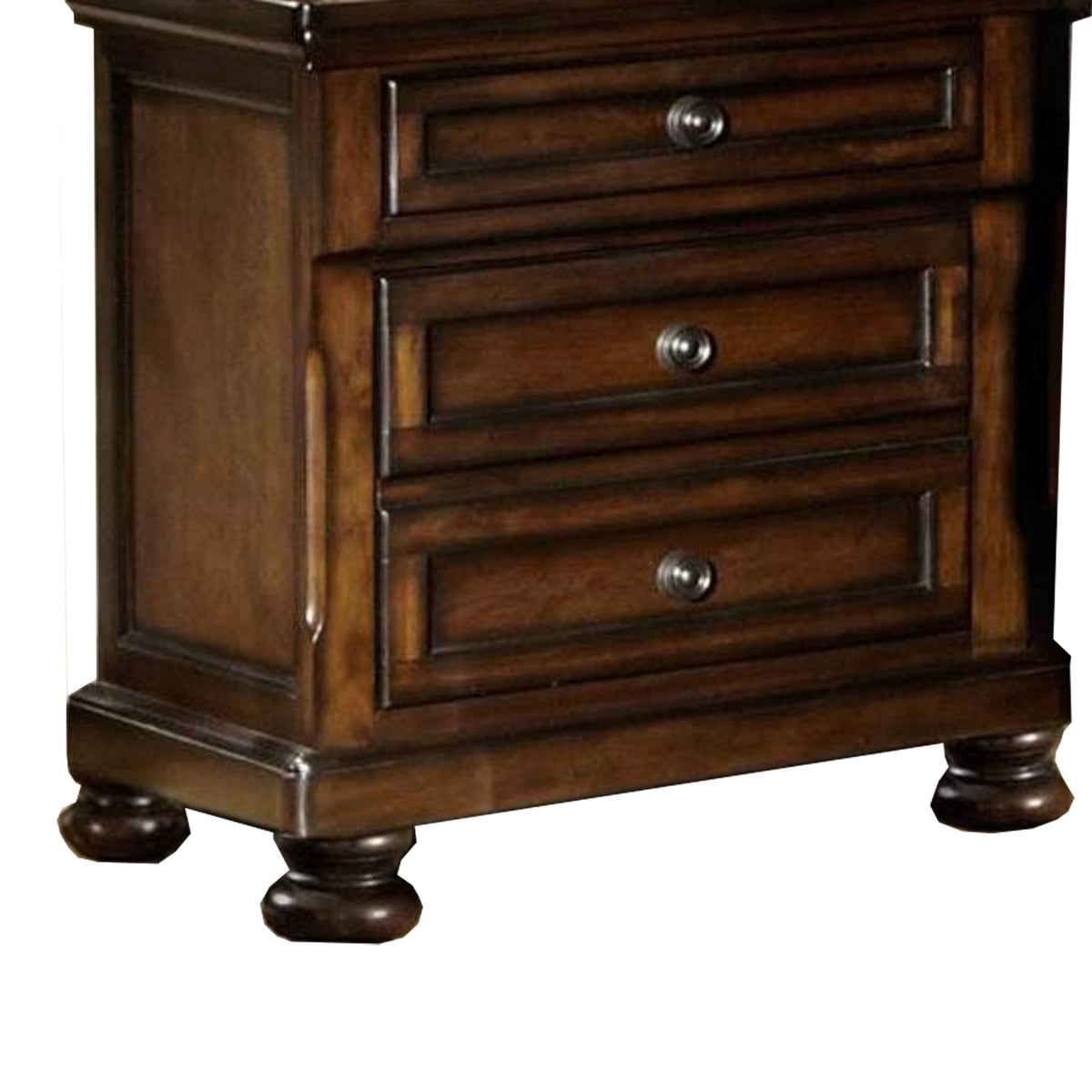 Classic Wooden Night Stand with 2 Drawers Brown