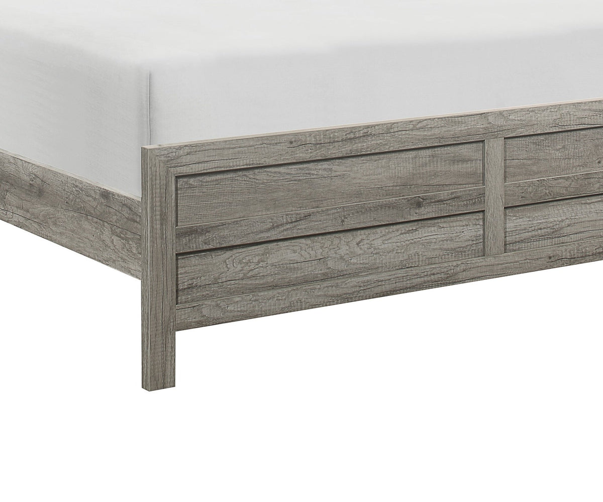 Weathered Gray Finish Queen Bed 1pc Wooden Rustic Style Bedroom Furniture