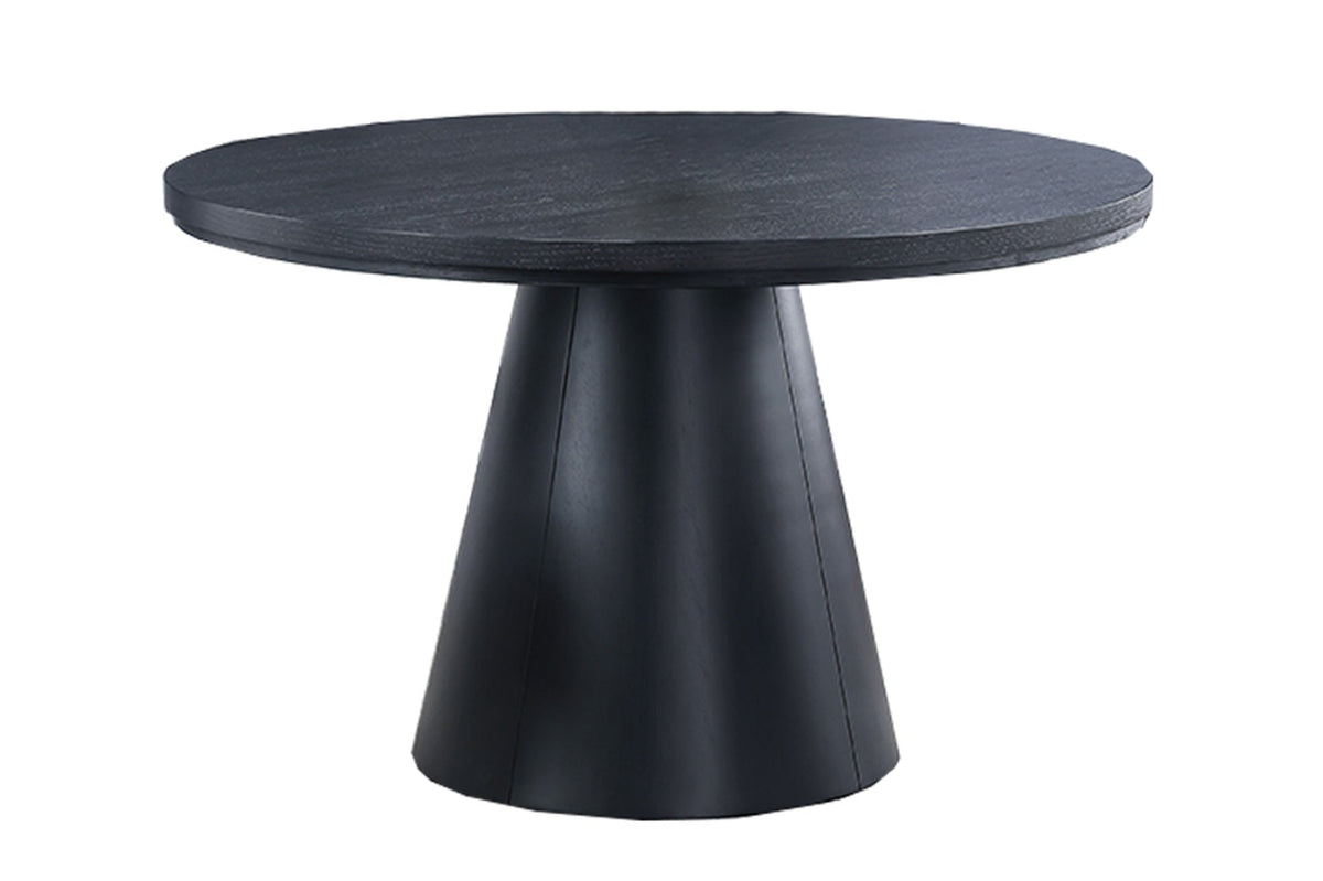 1pc Round Table Unique Cone-Shaped Base Black Color Wooden Casual Modern Dining Room Table Only