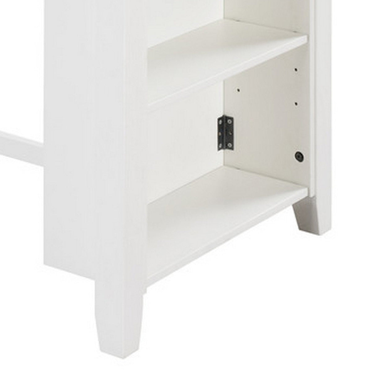 Ham 36 Inch Counter Height Small Dining Table with Shelves, USB Port, White