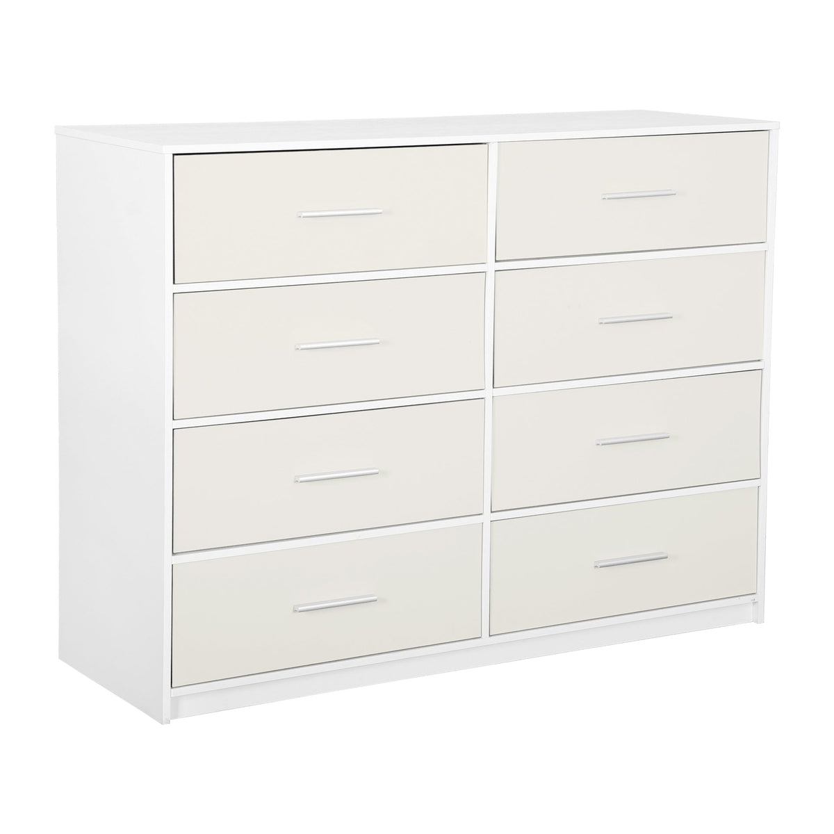 8-Drawer Dresser with Large Fabric Drawers, White