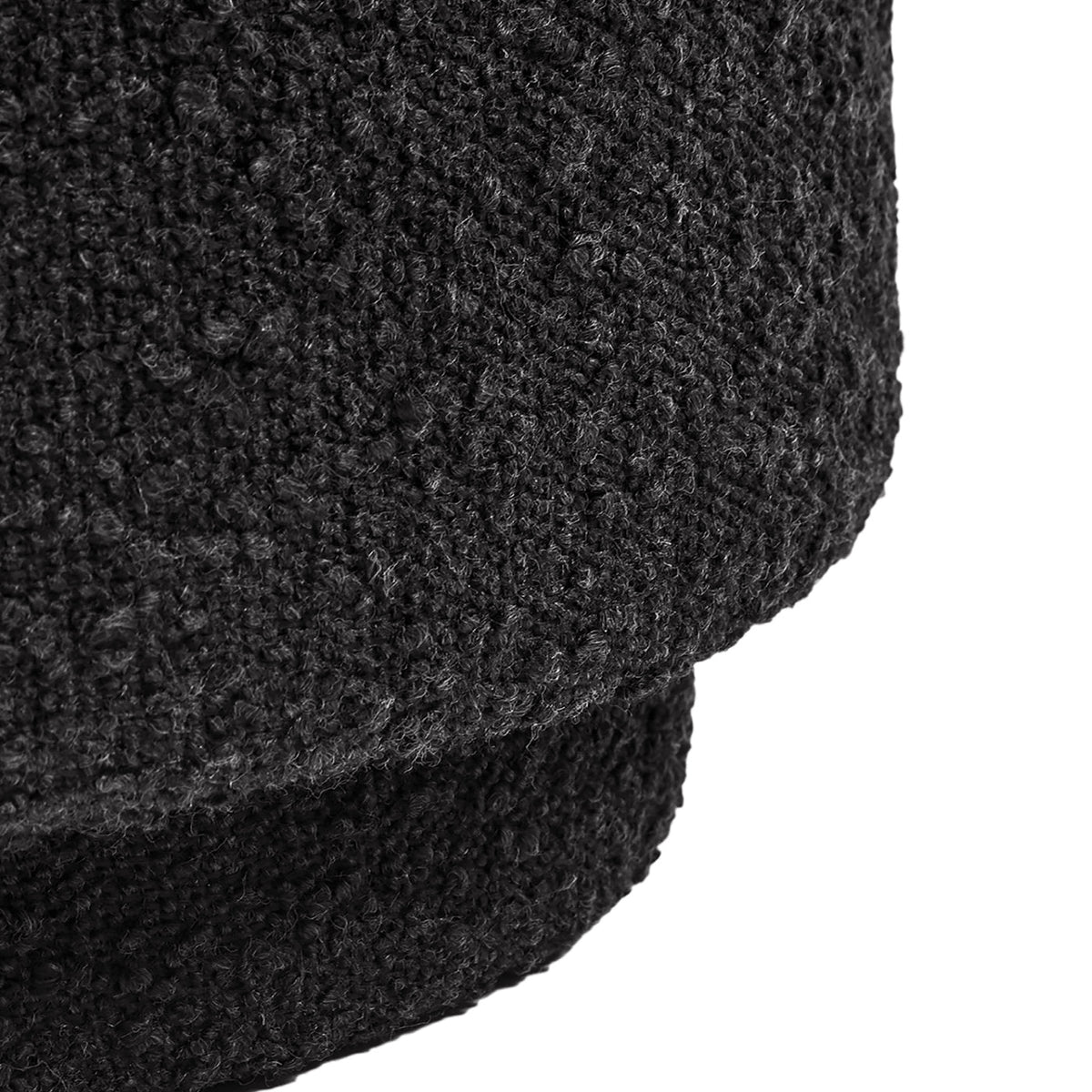 Fuji 15" Mushroom Footstool Ottoman, Ebony Black Boucle