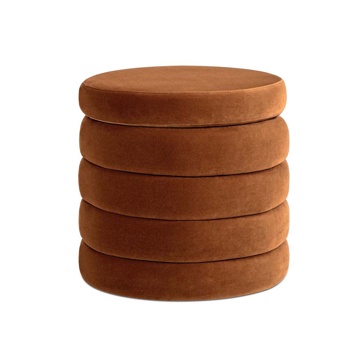 Fuji 19" Oversized Round Storage Ottoman, Burnt Orange Performance Velvet
