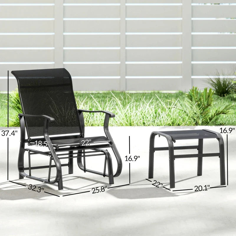 Garden High Back Glider Chair Set,Outdoor Glider