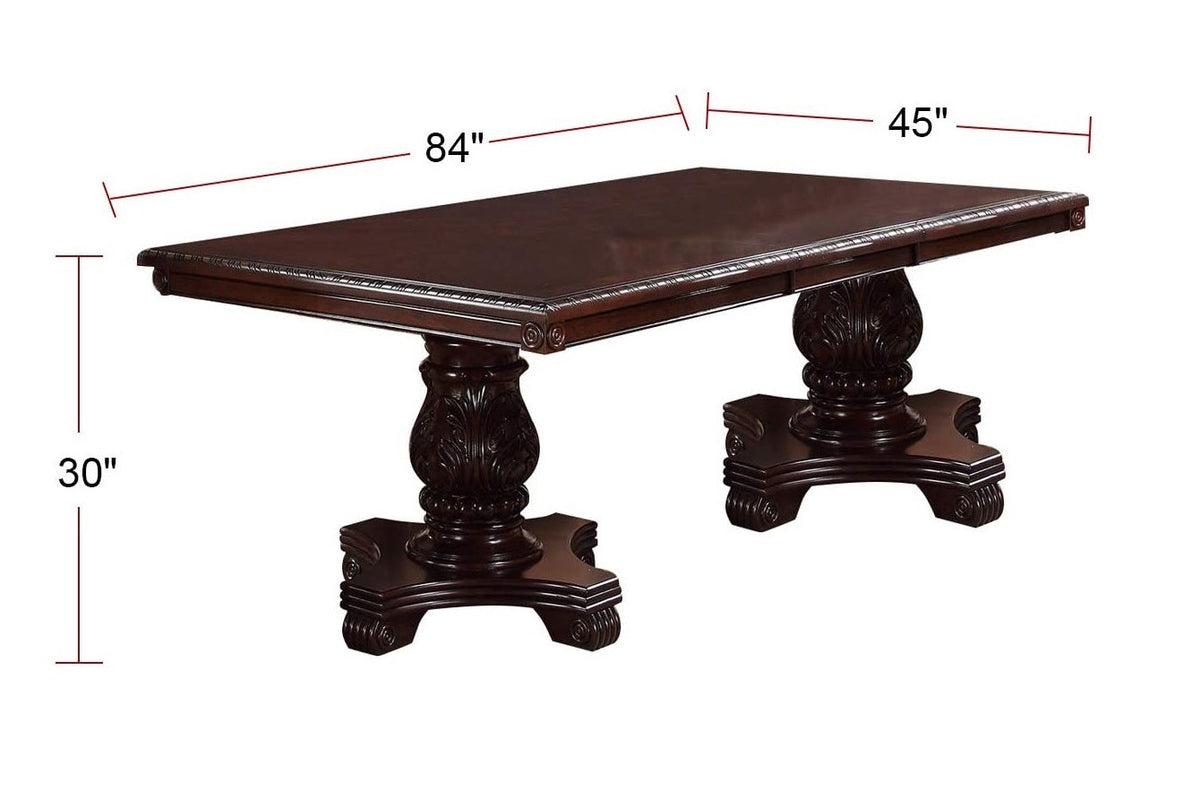 Formal Dining Room Table w Leaf Brown 1pc Dining Table Only Double Pedestal Base Royal Rectangle Table