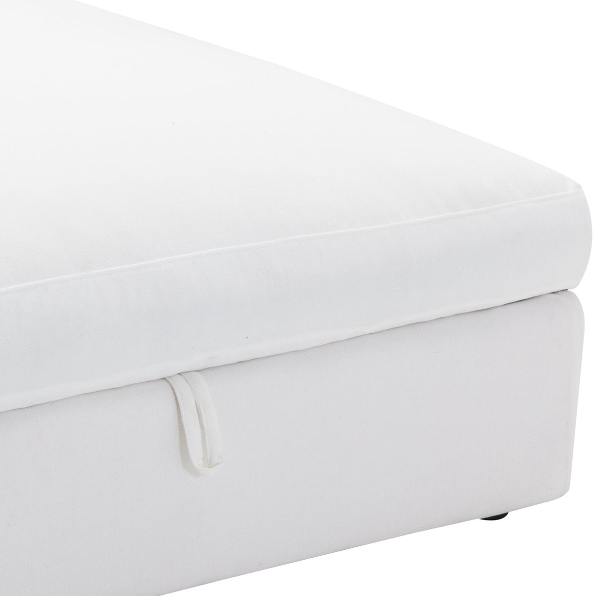 Rivas Contemporary Feather Fill Ottoman, White