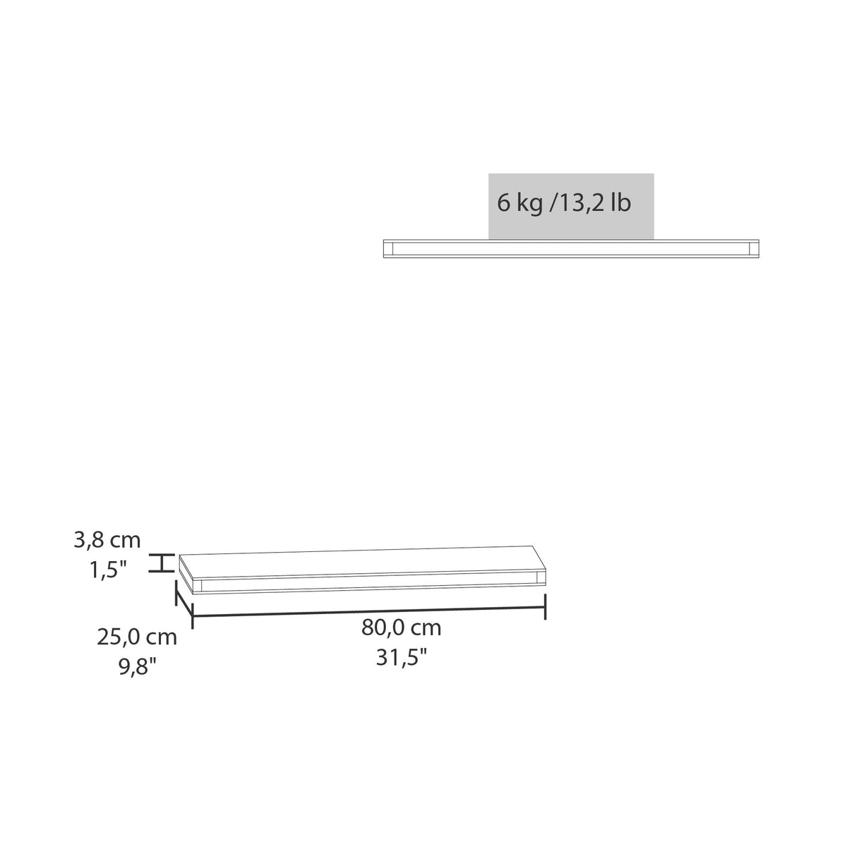 Ecco 31.5" Wide Floating Shelves Set of 2, Shelves for Wall Decor for Bedroom, Bathroom Storage Shelves, Book Shelves for Living Room