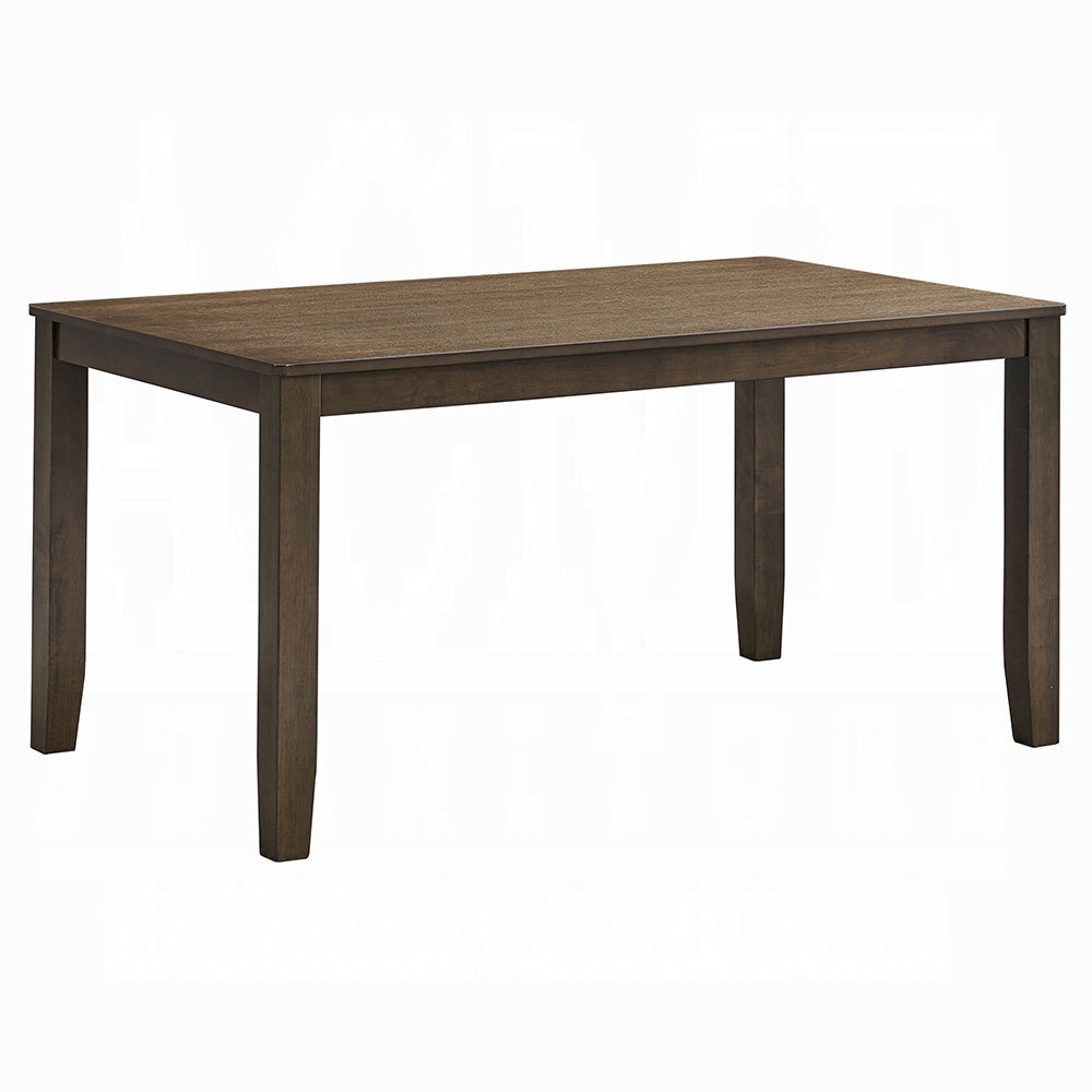 Walnut Finish 5pc Dining Set Table and 4 Side Chairs Brown Synthetic Leather Upholstery Solid Rubber Wood Kitchen Furniture