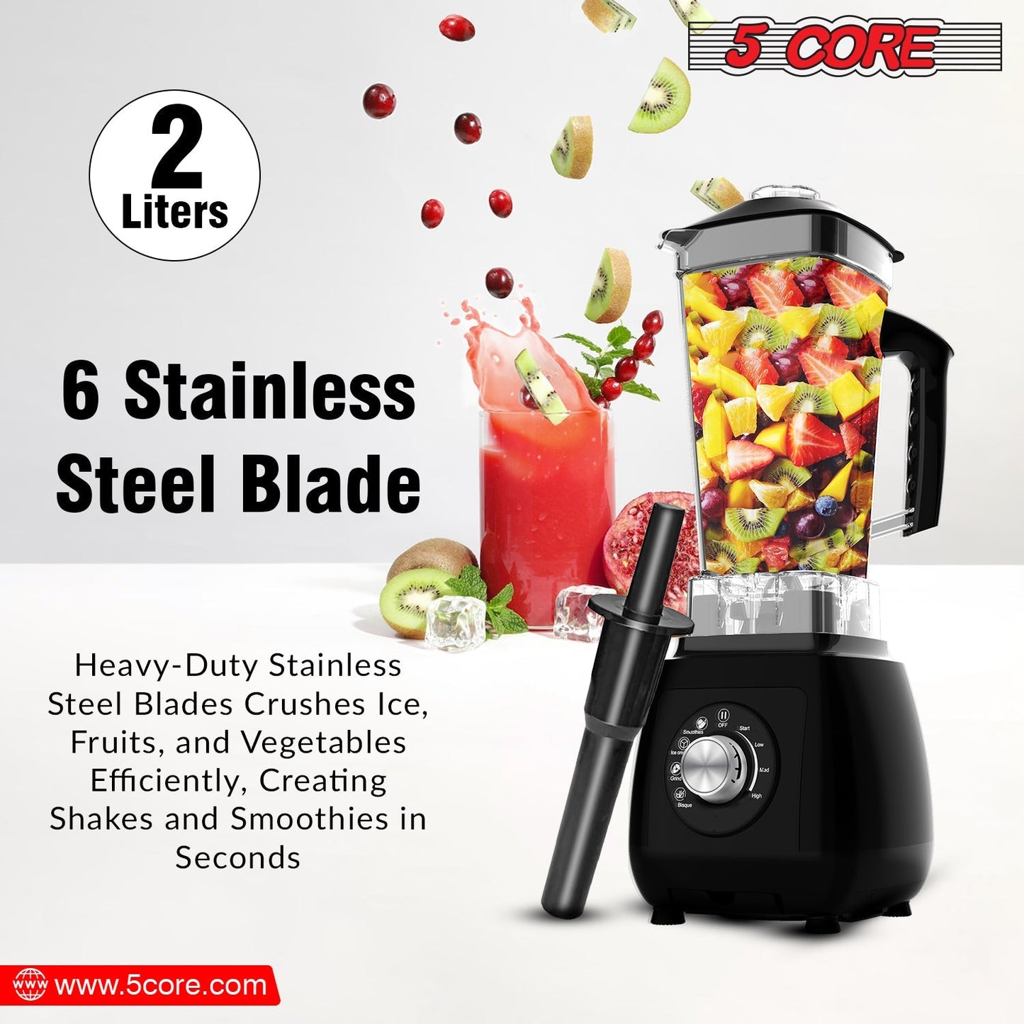 5Core Juicer Blender Machines 2000W High-Speed Countertop Kitvhen