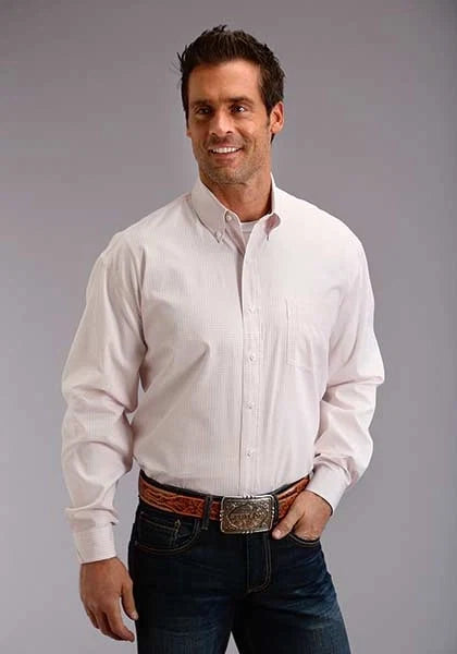 Stetson 5663 Two Stripe Straight (Pink) - Men's Western Shirt