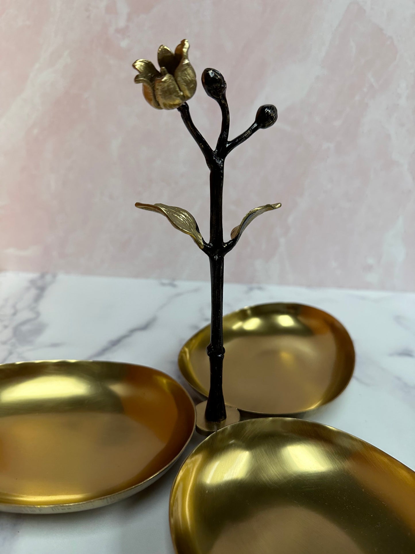 3 Bowl Condiment Server - Vintage Bronze Durable Metal Serving Set