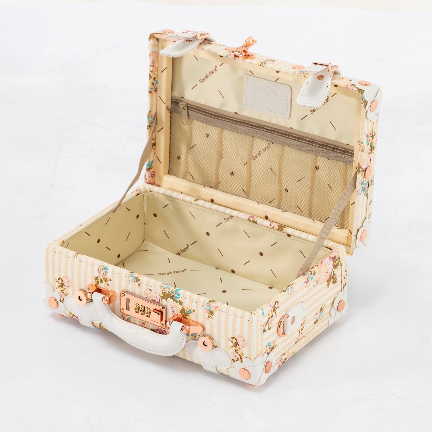SarahFace Train Case - Beige Floral's