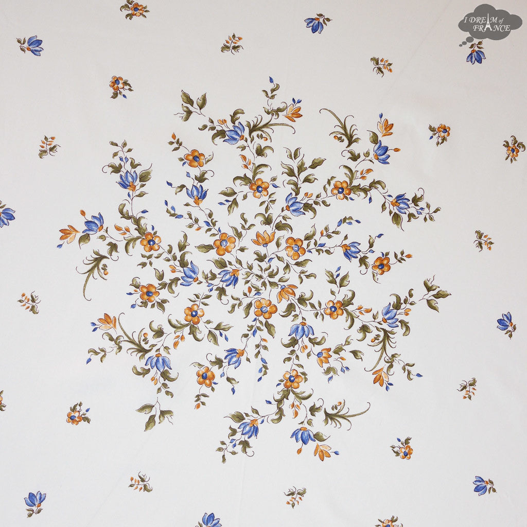 70" Round Moustiers Blue & Cream Tablecloth by Tissus Toselli