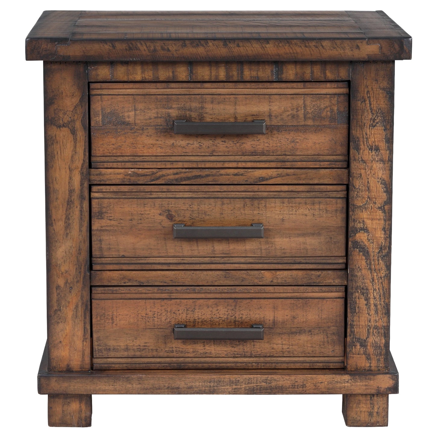 Rustic Three Drawer Reclaimed Solid Wood Nightstand