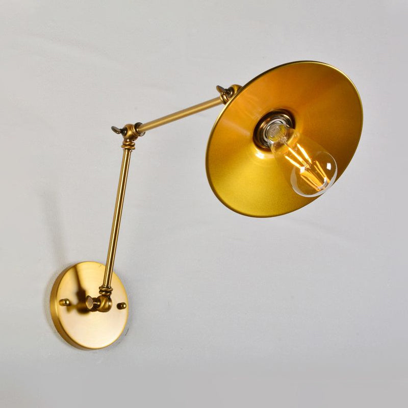 Edison's Adjustable Embrace: Industrial Brass Swing Arm Wall Lamp