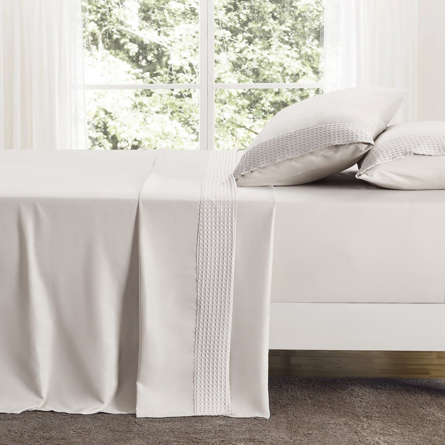 Kathy Ireland 4 Piece Waffle Hem Sheet Set