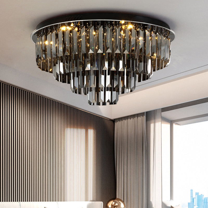 Crystal Symphony: Modern Layered LED Ceiling Light for Dining Rooms