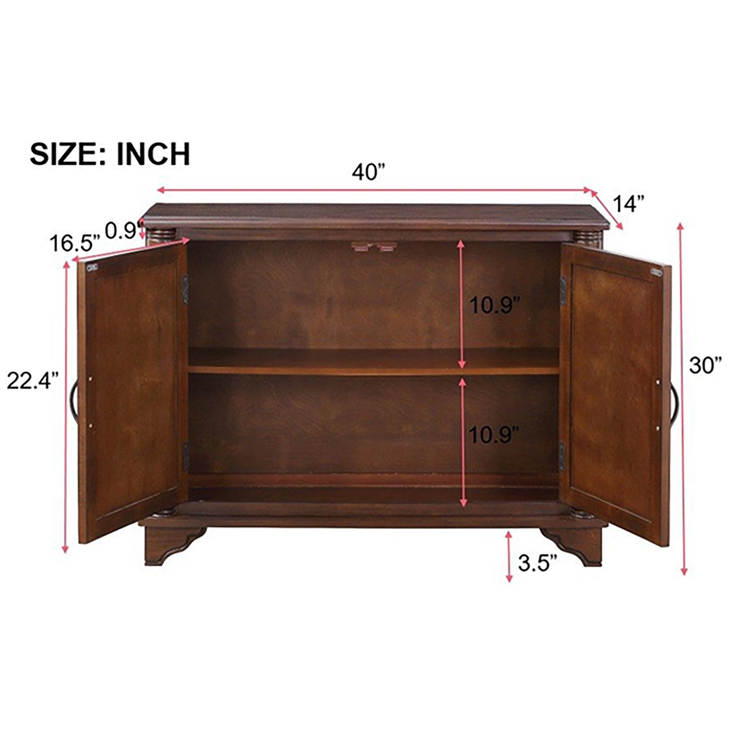 40" Console Table with Storage Shelf, Retro Entryway Table with Adjustable Storage Shelf, Sofa Couch Table for Hallway, Entry Way, Living Room, Foyer, Light Espresso