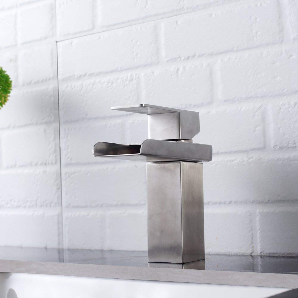 Bathroom Faucet, Single Handle Single Hole, Brushed Nickel