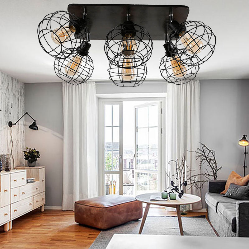 Embrace Industrial Charm and Ample Illumination: The Global Cage Semi-Flush Ceiling Light