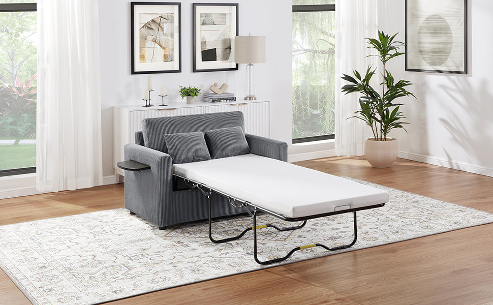 Twin Size Sofa Bed with Foldable Mattress and USB Ports