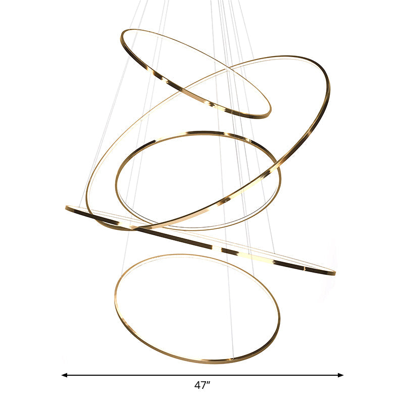 Amira Modern LED Chandelier: 3 or 5 Tiers of Golden Elegance