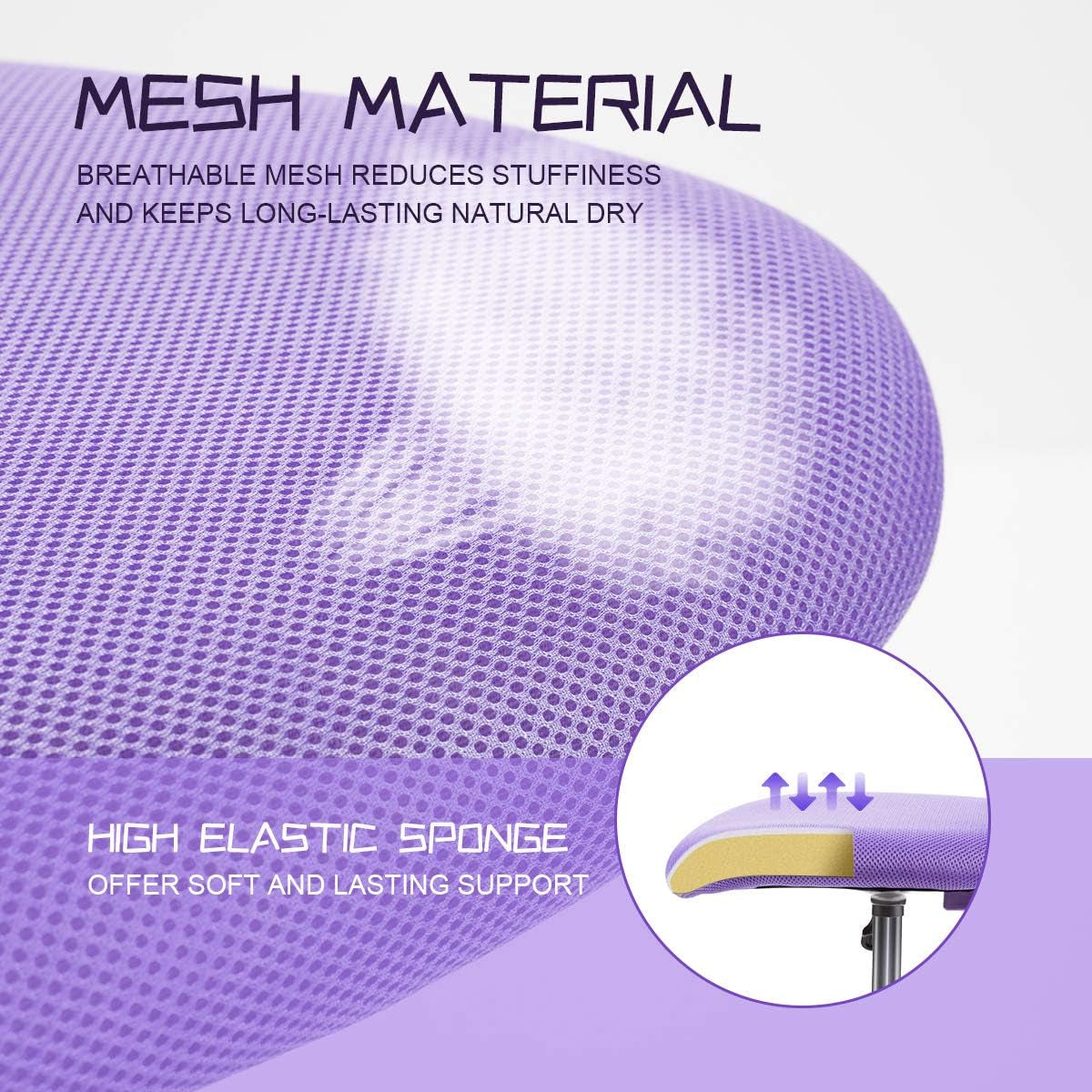 Purple Kids Desk Chair Lumbar Support Height Adjustable