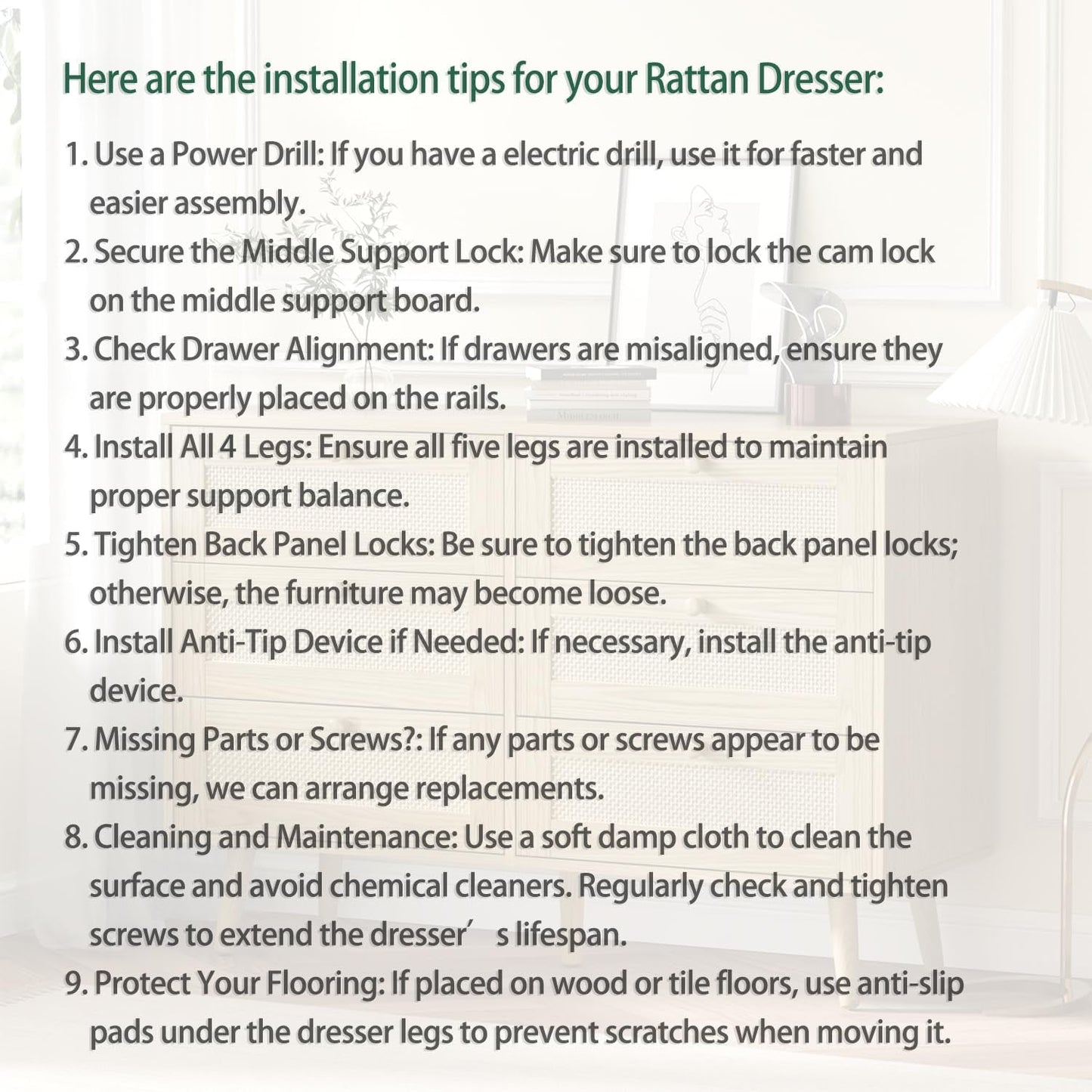 Space-Saving 3-Drawer Rattan Dresser For Bedroom Storage