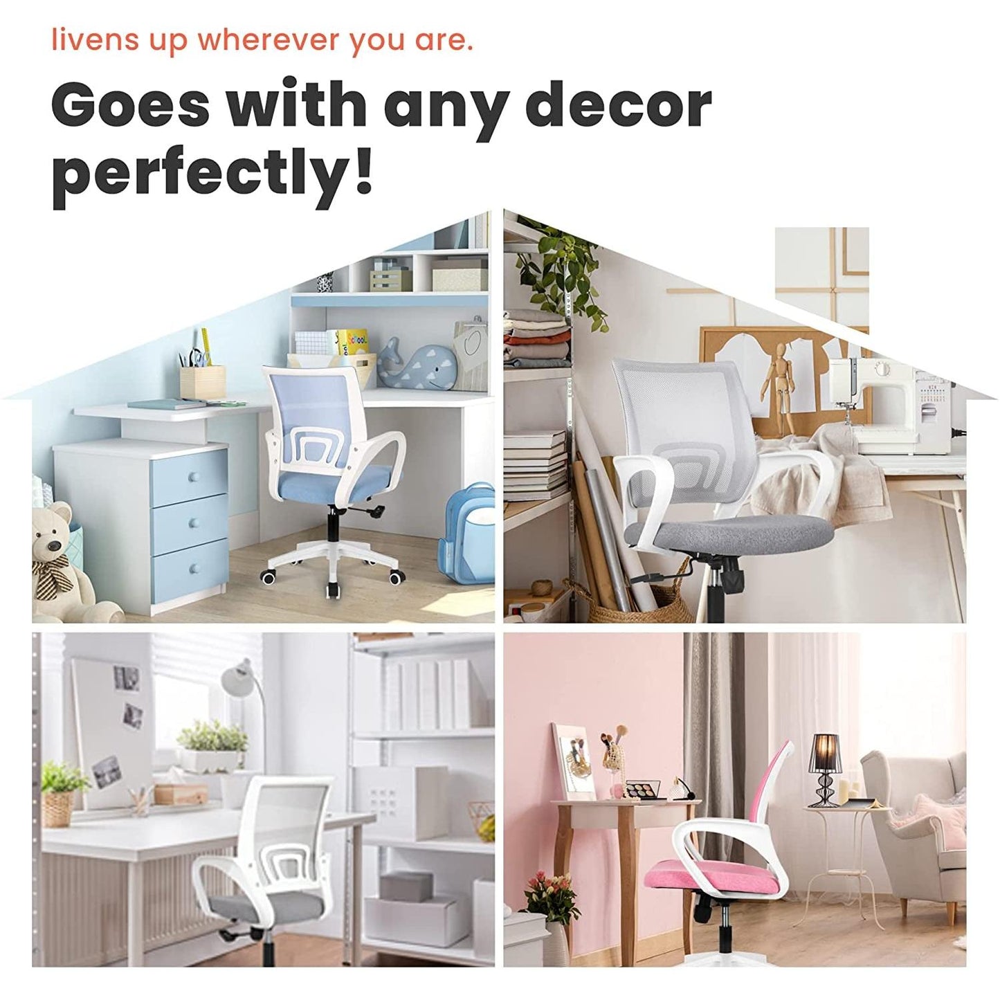 Ergonomic Blue Mesh Office Chair With Wheels Compact Size