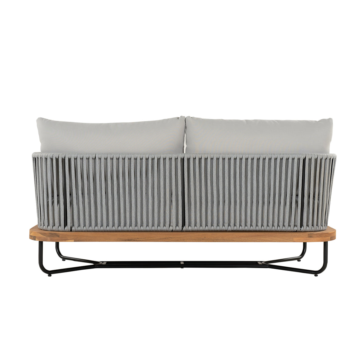 Lucca Outdoor Acacia Wood Rope Woven Sofa Sectional Set