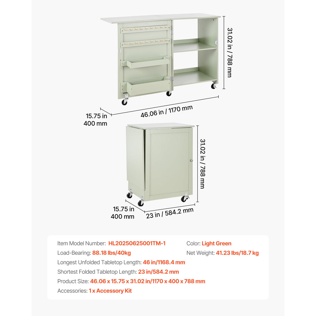Folding Sewing Table - Multipurpose Craft Station with Storage